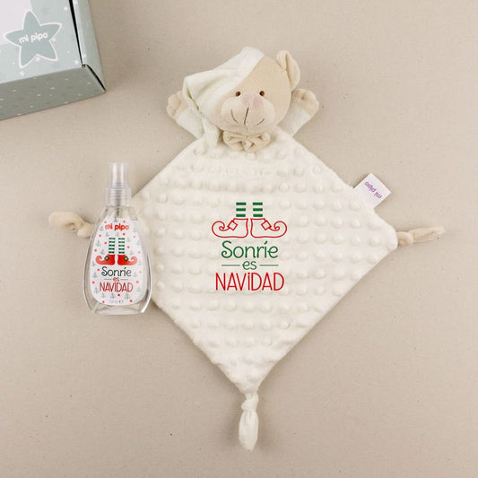 Cajita Navidad Body + Chupete New Classic Blanco Árboles Dorados Feliz Navidad