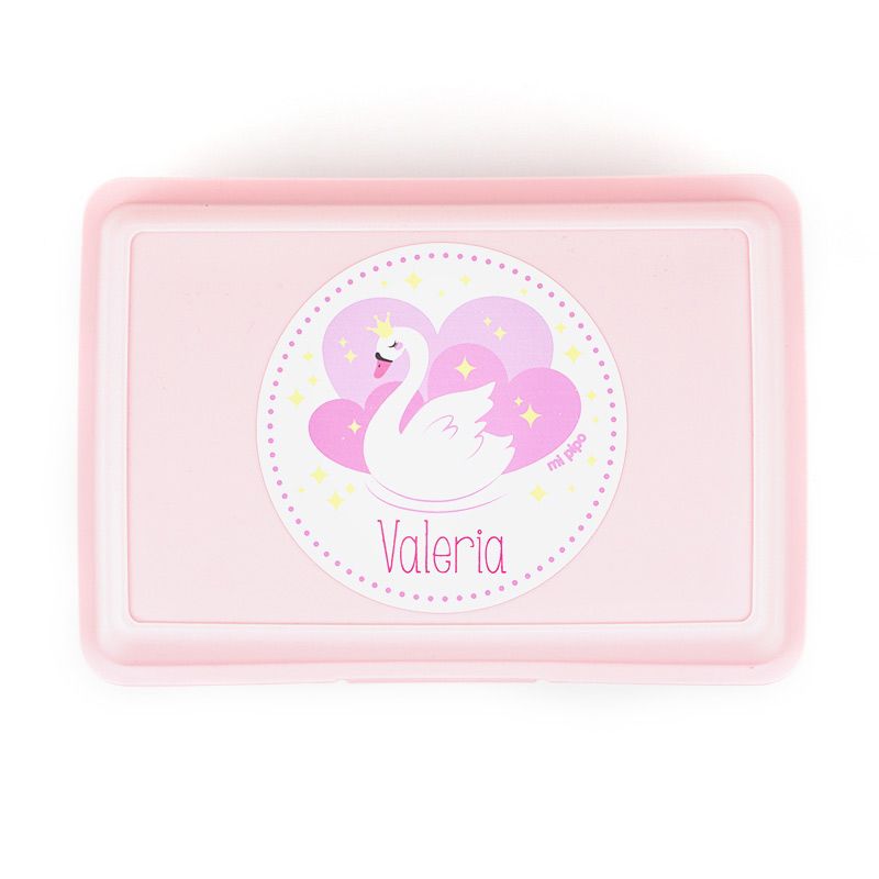 Cajita Porta Alimentos Cisne Rosa personalizada