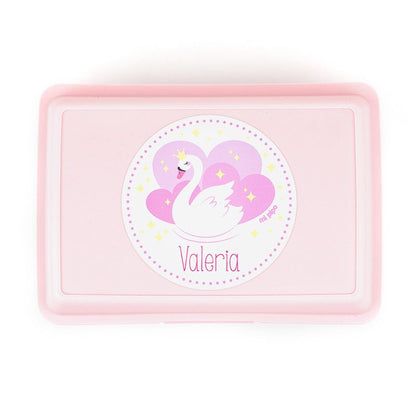 Cajita Porta Alimentos Cisne Rosa personalizada