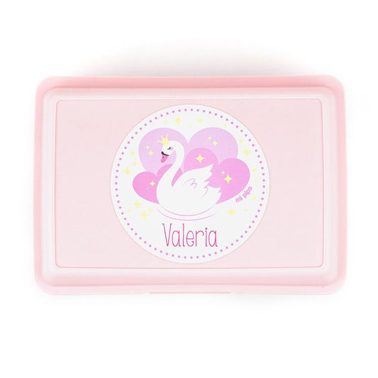 Cajita Porta Alimentos Cisne Rosa personalizada