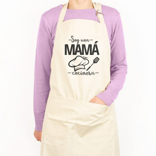 Delantal Algodón Premium Divertido Soy una Mamá Cocinera
