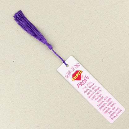 Marcapáginas Personalizado (nombre) es una súper Profe rosa (texto alumnos)