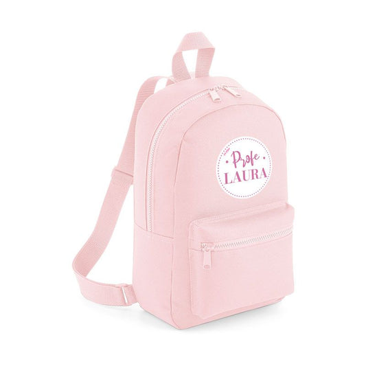 Mochila Medium Nylon Seño/Profe (Nombre) Rosa, color a elegir