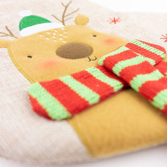 Calcetín Premium Yute Navidad Reno personalizado