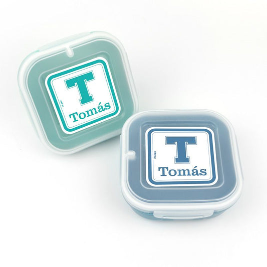Pack 2 Fiambreras herméticas personalizadas School, color Menta y Azul