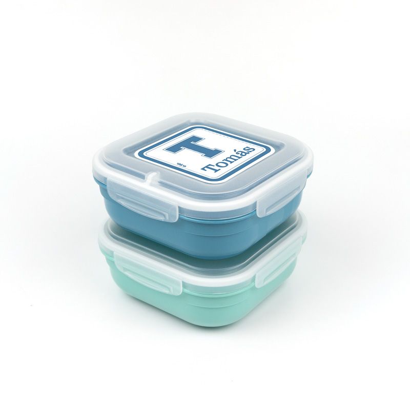 Pack 2 Fiambreras herméticas personalizadas School, color Menta y Azul