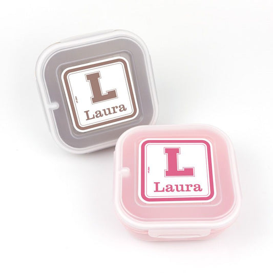 Pack 2 Fiambreras herméticas personalizadas School, color Topo y Rosa