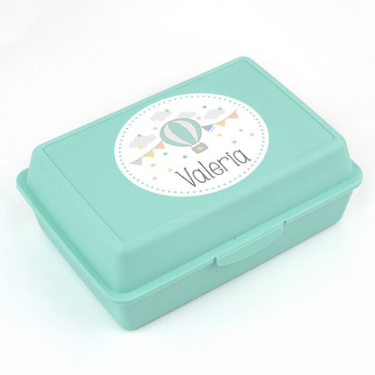 Pack Botella 600ml + Cajita Porta Alimentos Globo Menta personalizadas