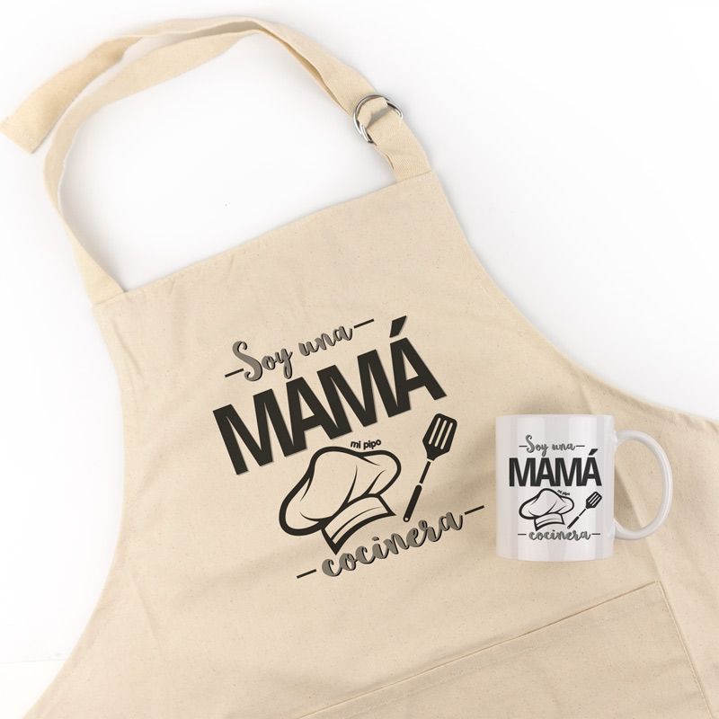 Pack Delantal Mamá + Taza Divertido Soy una Mamá Cocinera