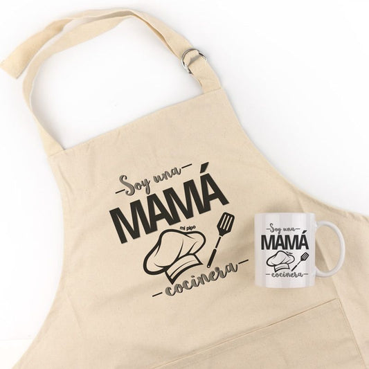 Pack Delantal Mamá + Taza Divertido Soy una Mamá Cocinera