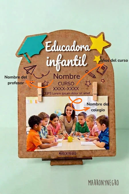 PORTAFOTOS EDUCADORA INFANTIL CON SUPERPODERES-PERSONALIZADO-