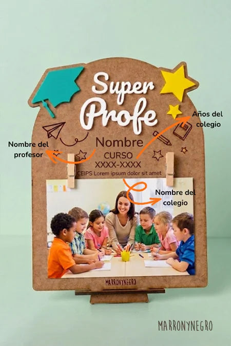 PORTAFOTOS PROFE CON SUPERPODERES- PERSONALIZADO-