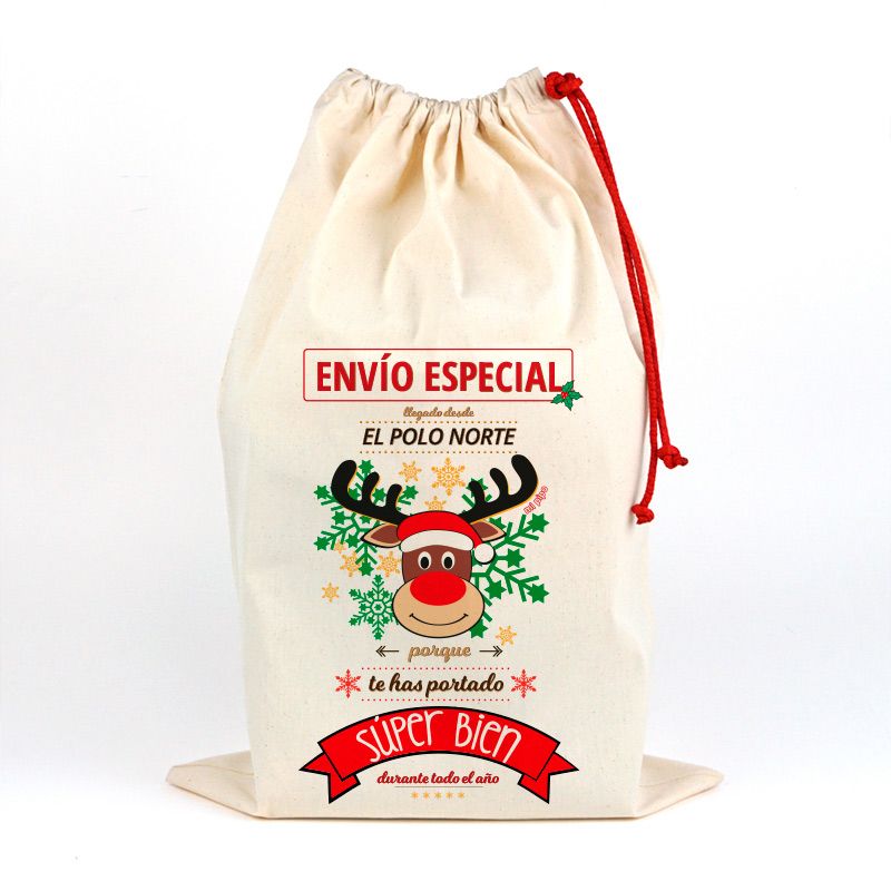 Saco Navideño para Regalos Reno Rudolph