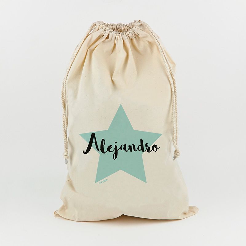 Saco para Juguetes Personalizado Estrella menta