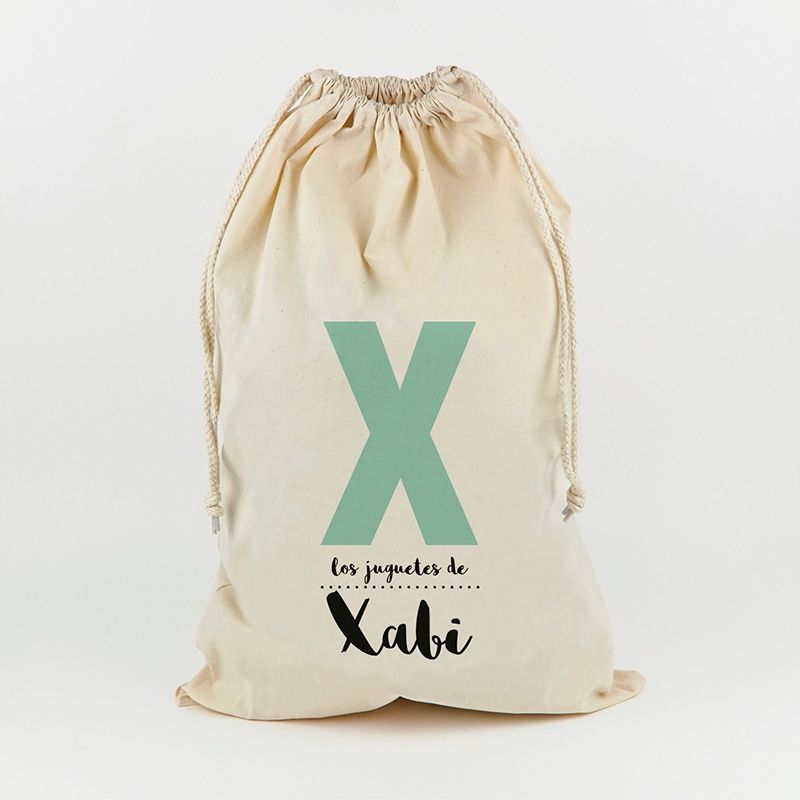 Saco para Juguetes Personalizado Inicial menta juguetes