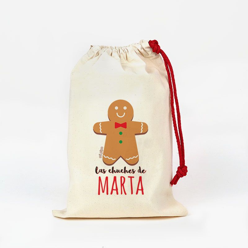Saco pequeño Navideño para Chuches Galleta Jengibre personalizado