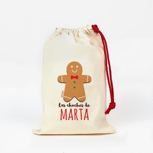 Saco pequeño Navideño para Chuches Galleta Jengibre personalizado