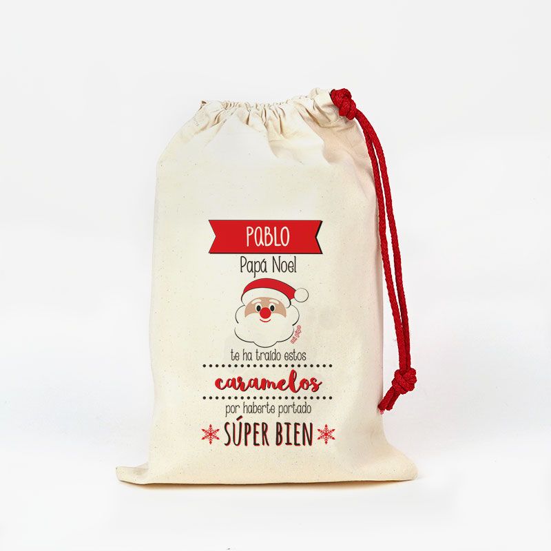 Saco pequeño Navideño para Chuches Papá Noel te ha traído estos caramelos personalizado