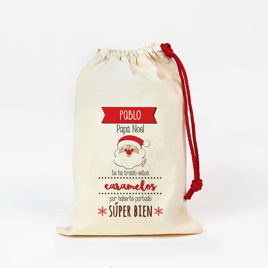 Saco pequeño Navideño para Chuches Papá Noel te ha traído estos caramelos personalizado