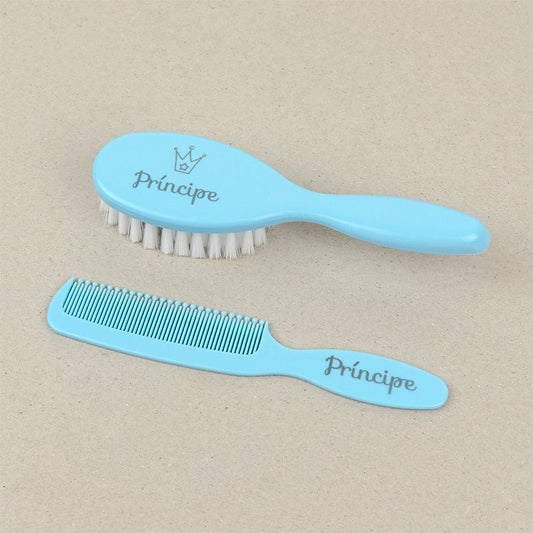 Set Cepillo y peine azul Príncipe