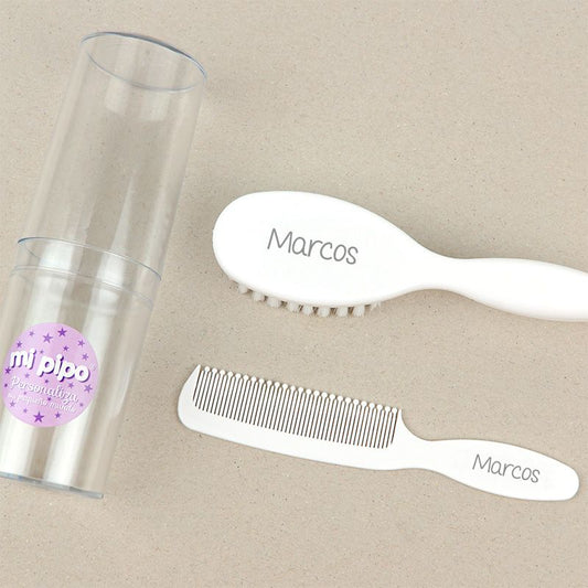 Set Cepillo y peine blanco Personalizados